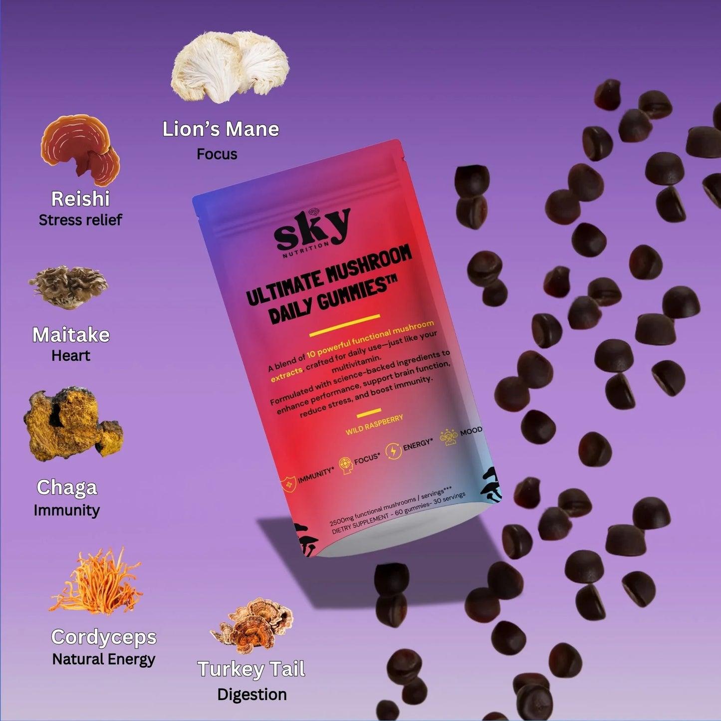 【Sky nutrition Site】Ultimate Mushroom Daily Gummies